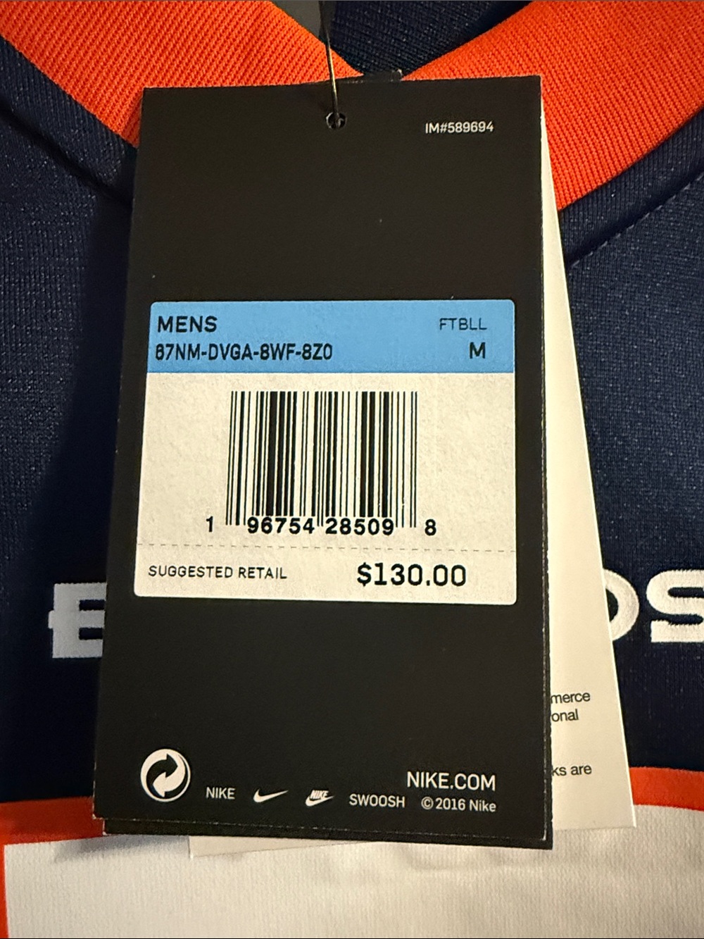 Denver Broncos No.3 Navy and Orange Football Jersey - Nike - Picture 7 of 7